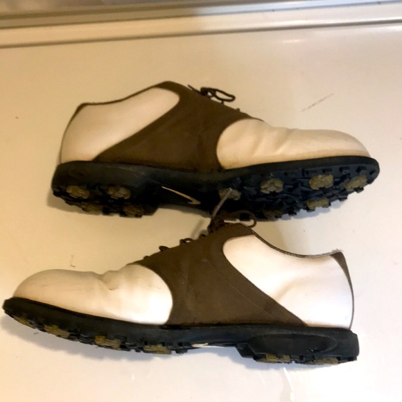 ⛳️ Nike Air Kempshell Last Comfort Saddle Brown and White Golf Cleats Size 10 - Picture 3 of 13